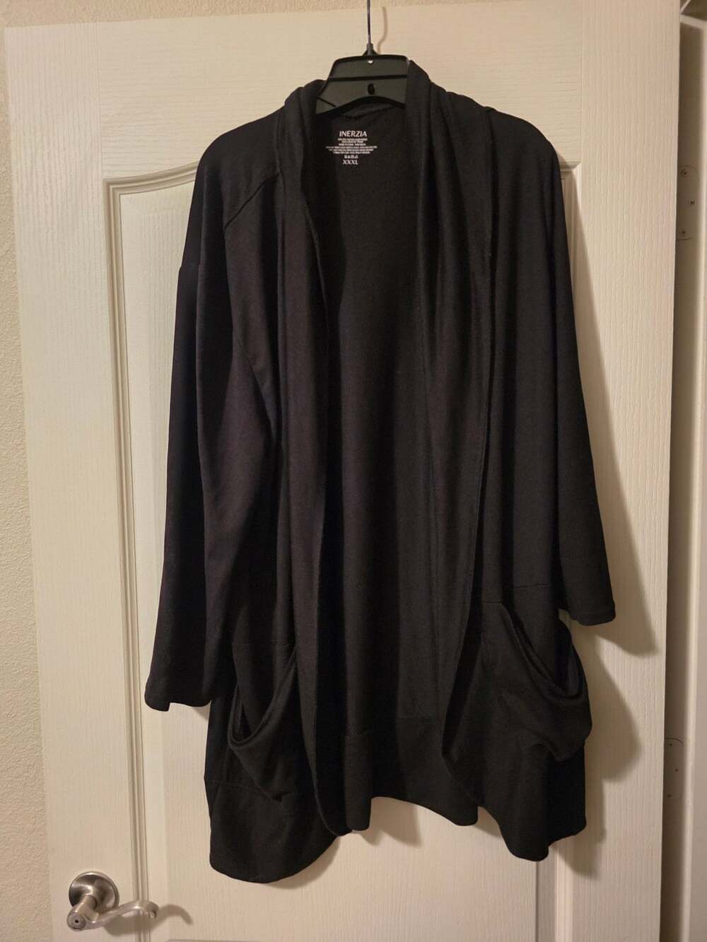 Inerzia Black Open Front Cardigan With Pockets XXXL